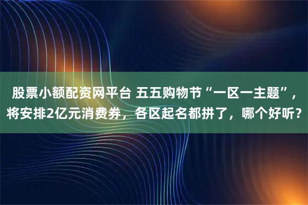 股票小额配资网平台 五五购物节“一区一主题”，将安排2亿元消费券，各区起名都拼了，哪个好听？